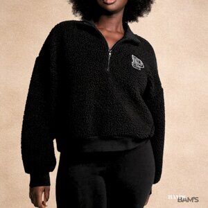 PINK Victoria’s Secret Sherpa Quarter‑Zip | Black | Size M | New with tags